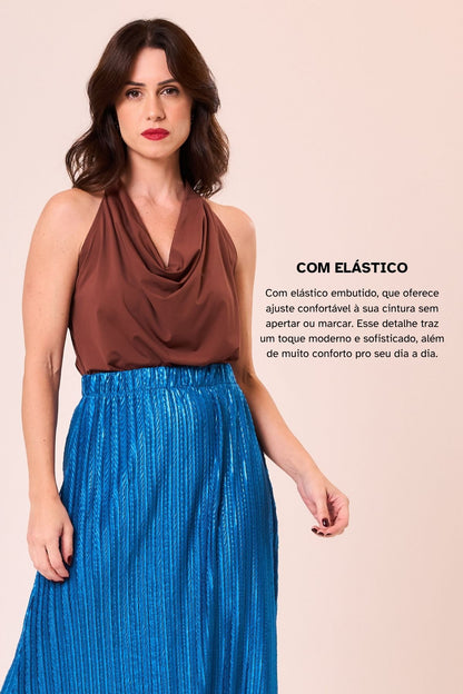 Saia Plissada Midi Elegance