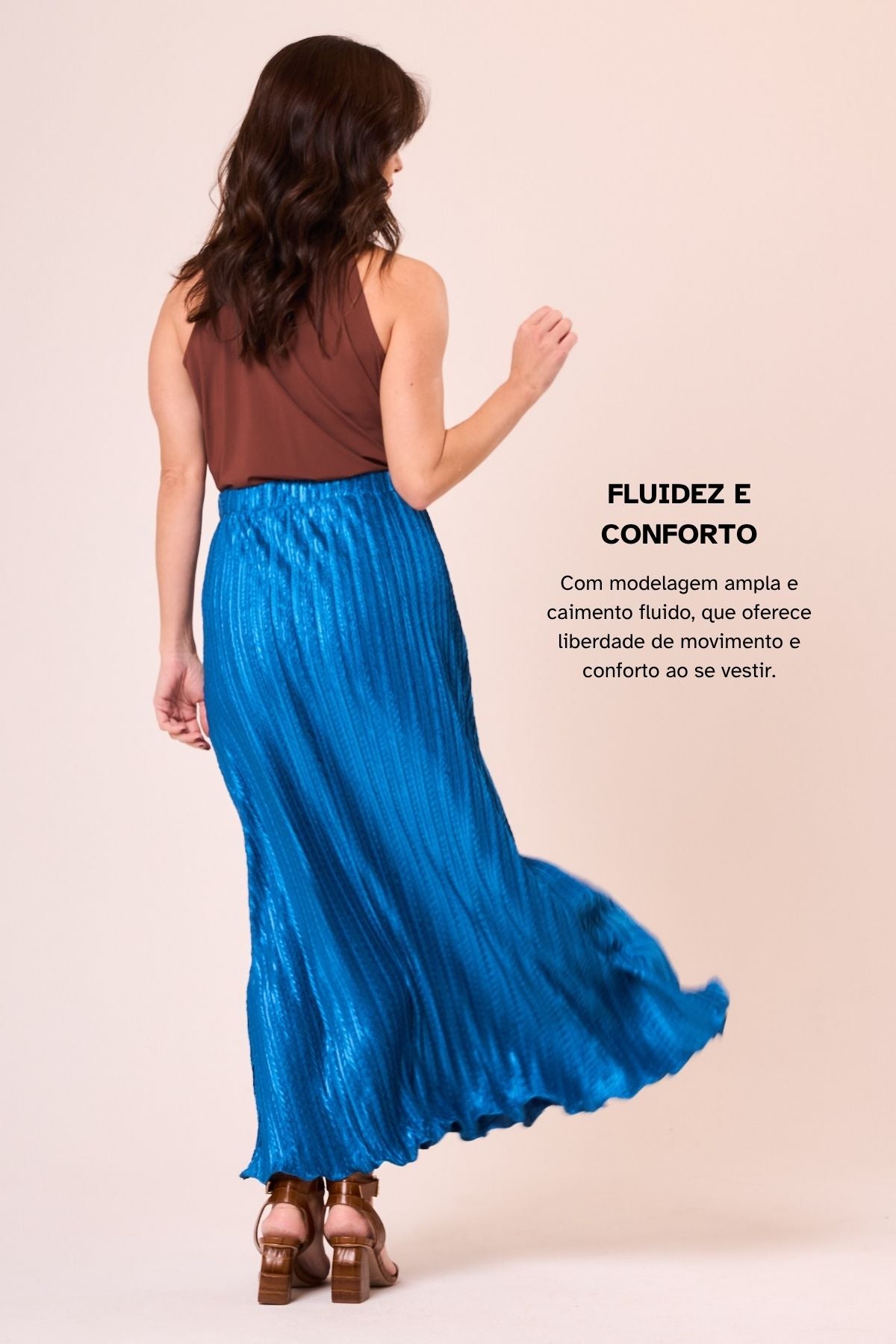 Saia Plissada Midi Elegance