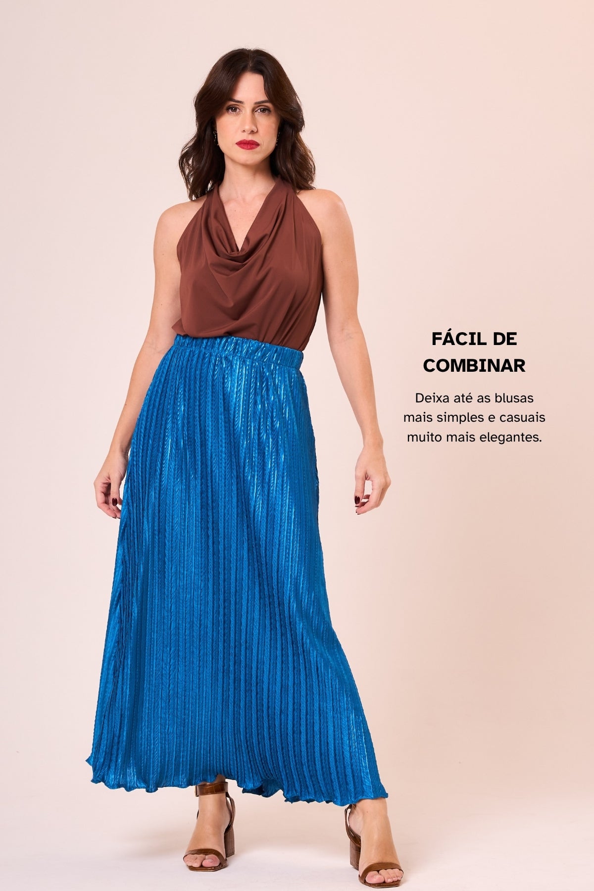 Saia Plissada Midi Elegance