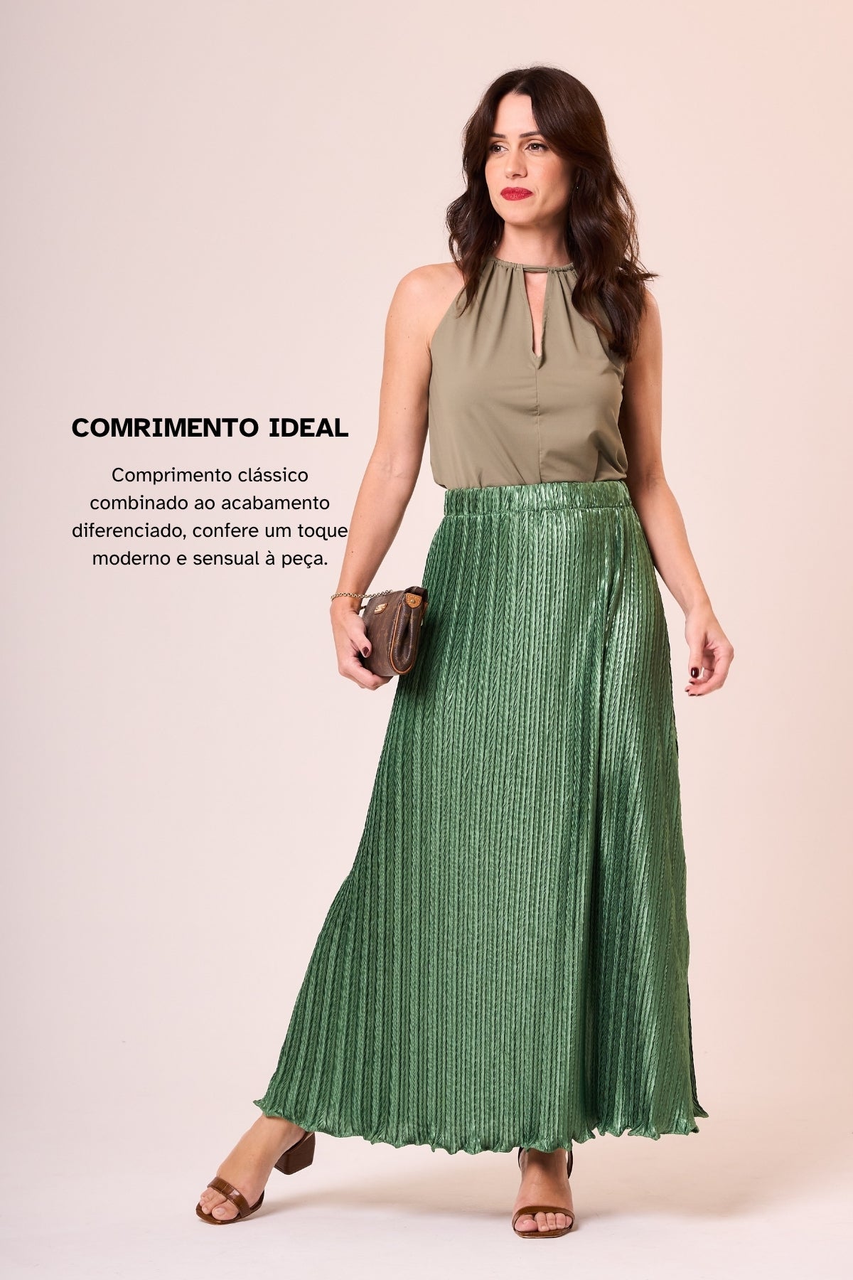 Saia Plissada Midi Elegance