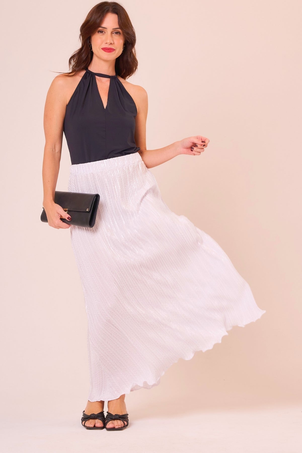 Saia Plissada Midi Elegance