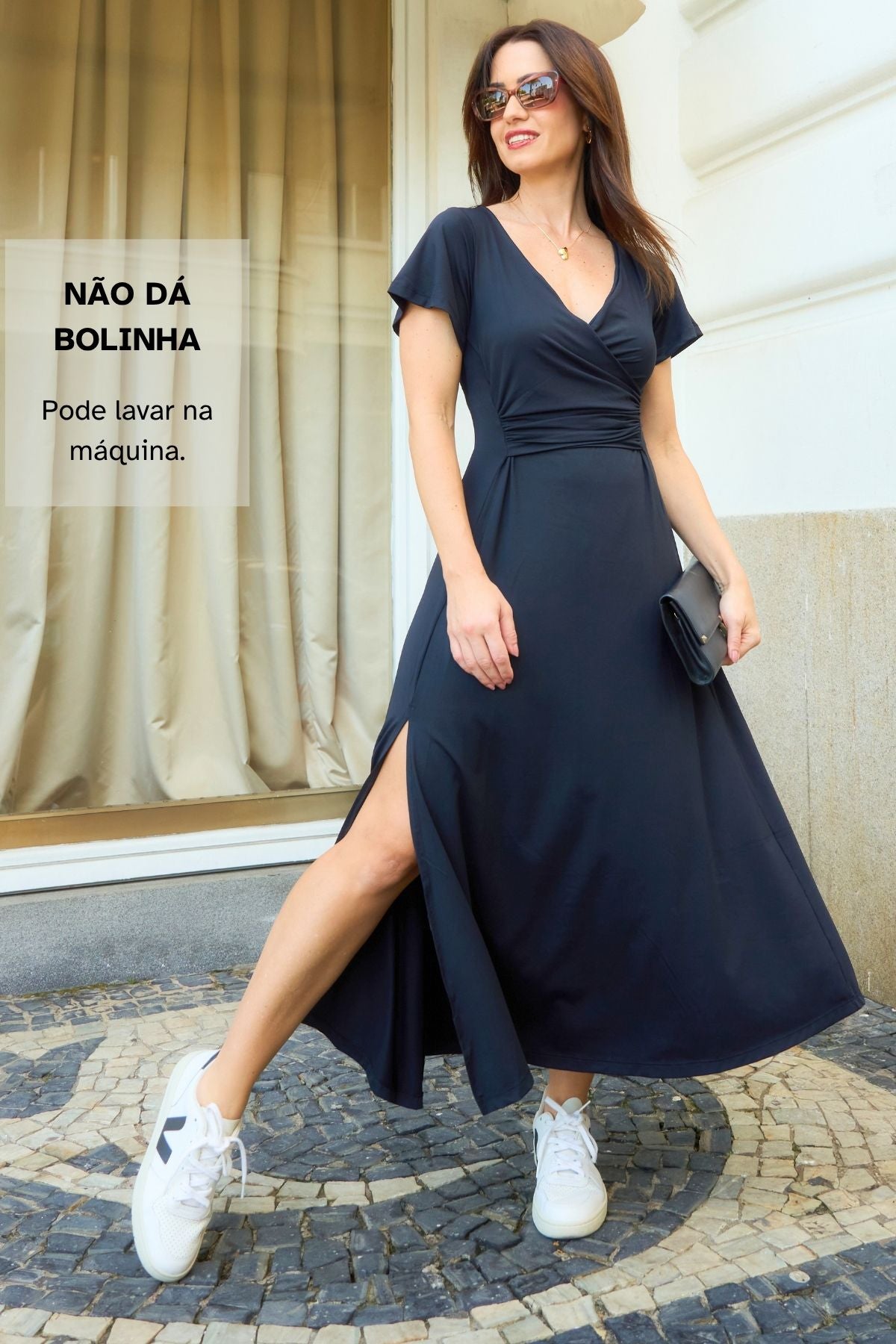 Vestido Falso Transpasse Elegante e Midi• Mamacita