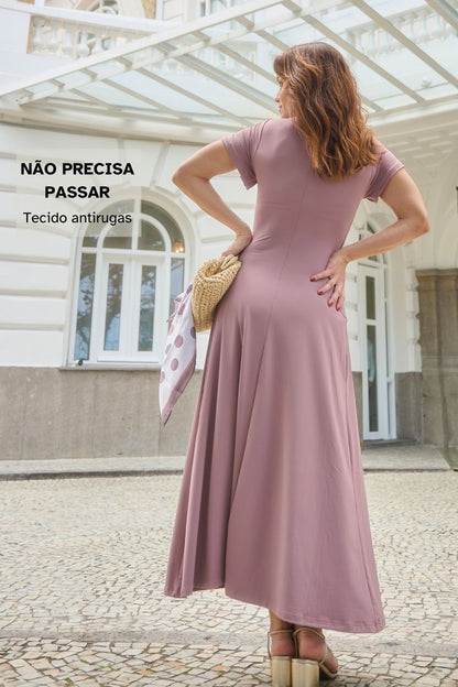 Vestido Falso Transpasse Elegante e Midi• Mamacita