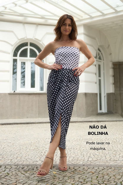 Saia com Nó e Fenda Fluity • Poá
