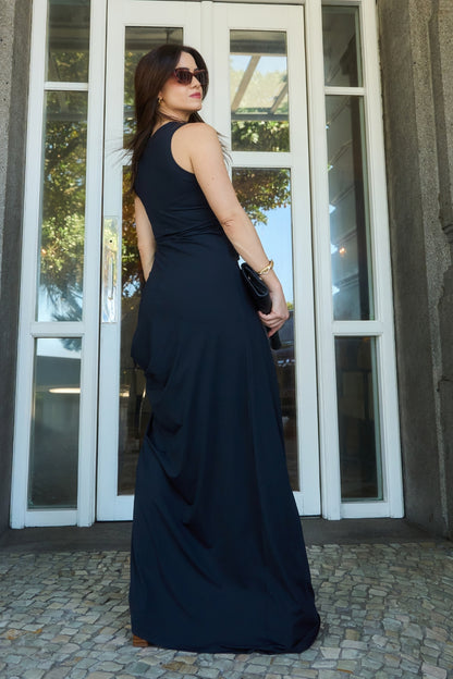 Vestido Afrodite Longo Fluity Com Nó Preto