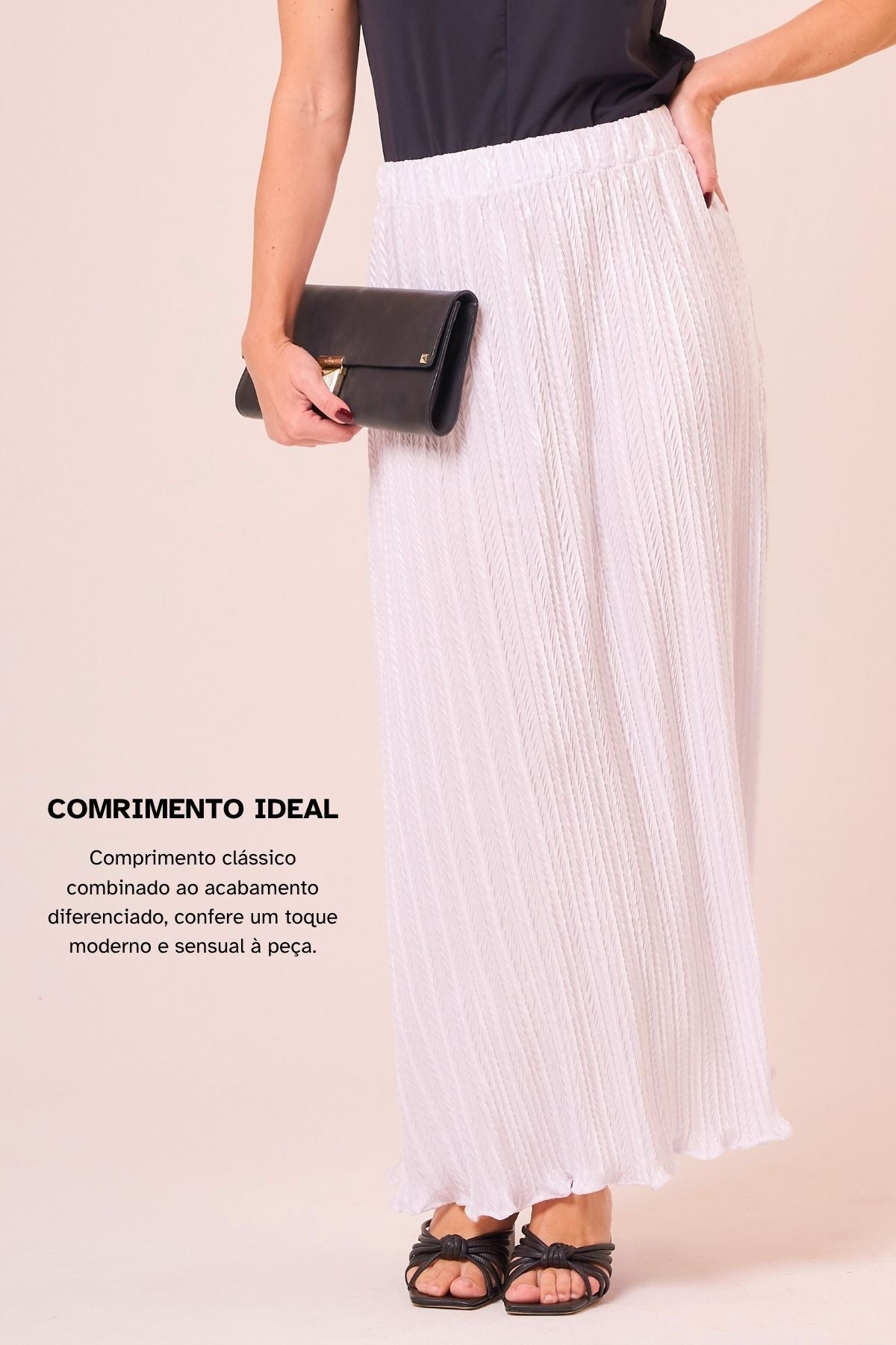 Saia Plissada Midi Elegance