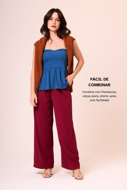 Blusa Tomara Que Caia Peplum Alfaiataria Inteligente