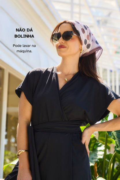 Macacão Elegante Decote V Com Bolsos Disfarça Barriguinha Fluity